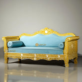 Bone Inlay Floral Design 3 Seater Sofa Yellow | Bone Inlay Floral Design 3 Seater Diwan Yellow